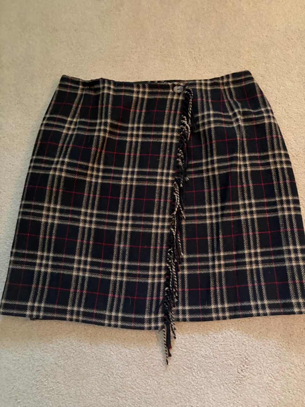 Skirt - Sag Harbor black, Cream & Red Plaid Fringe-Trim Skirt